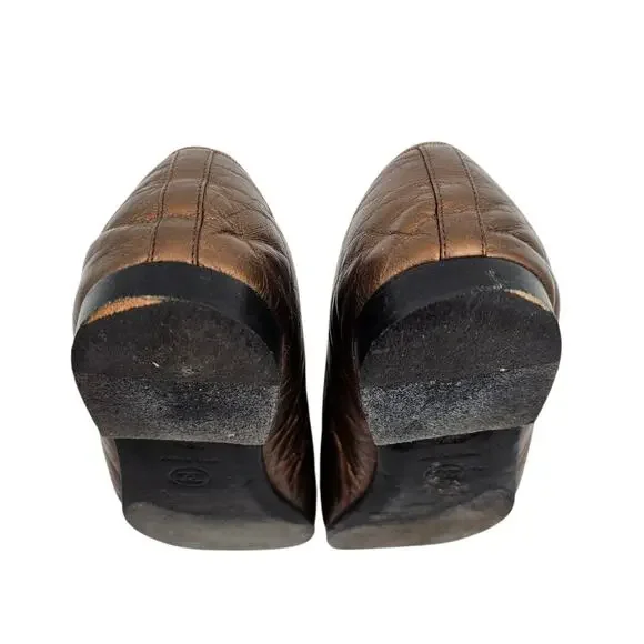 Chanel CC Cap Toe Ballet Flat Slipper Brown Bronze Leather Size 36.5 US 5.5 6 - Picture 11 of 11